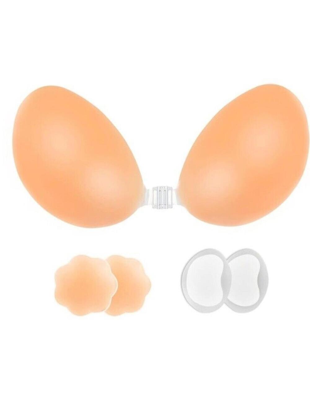 Size B Adhesive Bra – Sticky Silicone, Strapless & Backless with Nipple Covers